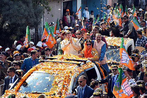 Pushkar Singh Dhami''s roadshow in Dehradun