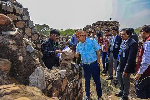 VK Saxena at Mehrauli Archaeological Park