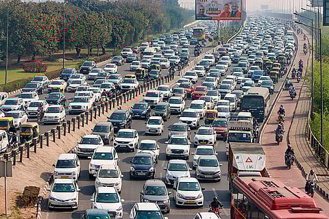 Traffic amid Kisan Mahapanchayat in Delhi