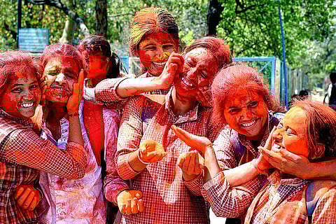 Students celebrate Holi in Bhopal