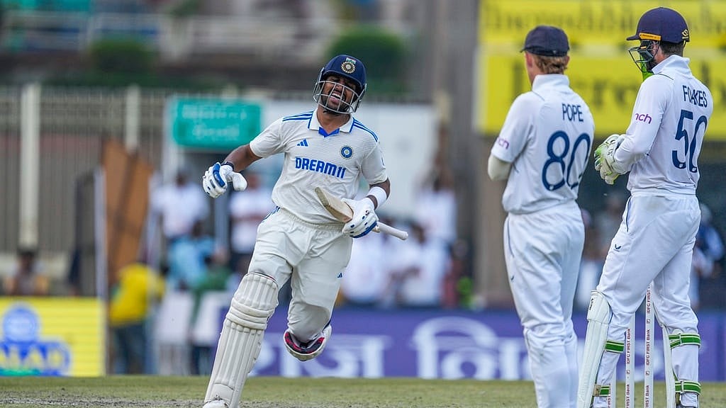 AP/Ajit Solanki : Dhruv Jurel (left) celebrates India's win over England in the fourth Test match in Ranchi on Monday, February 26, 2024.
