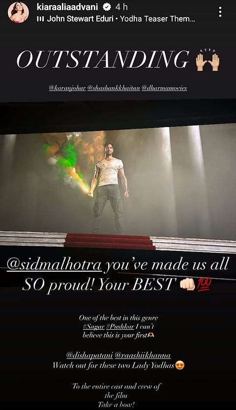 Kiara Advani heaps praise on Sidharth Malhotra's 'Yodha'