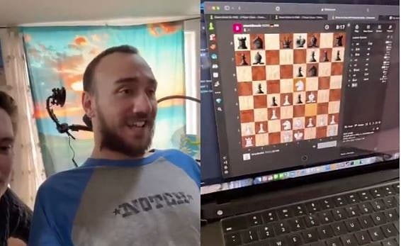 Noland Arbaugh, the first patient with Elon Musk's Neuralink brain chip plays chess | - X/@Iam_StephenMusk