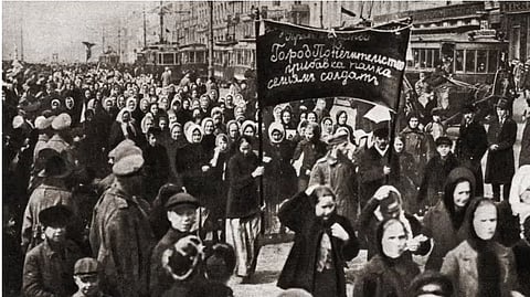 Women Protestors in Petrograd on March 8, 1917.