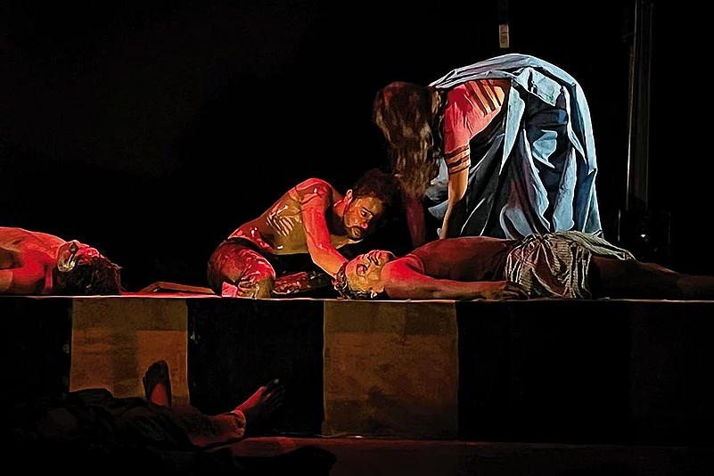 Scenes from the play Gatar Actors essay the suffering of families of scavengers Photo: Surendra Wankhede