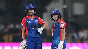 (Photo: X|DC) : Delhi Capitals in action against Gujarat Giants at the Women's Premier League 2024 match on March 3, Sunday.