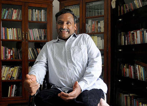 Getty Images : Professor GN Saibaba during an interview at his residence in the Delhi University North Campus on July 6, 2015 in New Delhi, India |