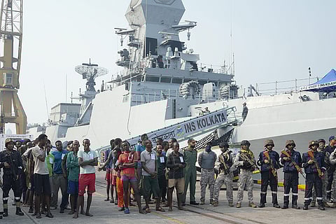 INS Kolkata carrying 35 pirates reaches Mumbai