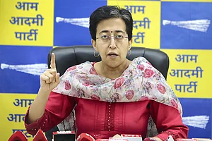 Photo: PTI : AAP leader Atishi addressing a press conference