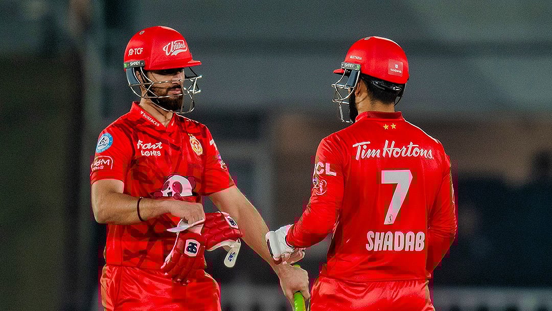 Team Islamabad United in action for the Pakistan Super League 2024 match against Karachi Kings on March 7, Thursday.  - null