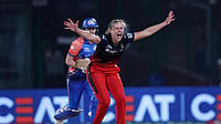 WPL T20 website : Ellyse Perry (right) in action during match 19 of the Women's Premier League 2024 between Royal Challengers Bangalore and Mumbai Indians at the Arun Jaitley Stadium in Delhi on Tuesday (March 12).