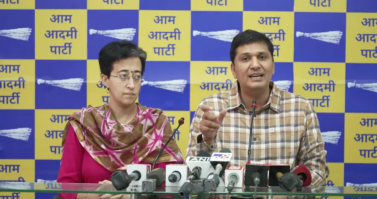 X/@AamAadmiParty : AAP leaders Atishi and Saurabh Bharadwaj 