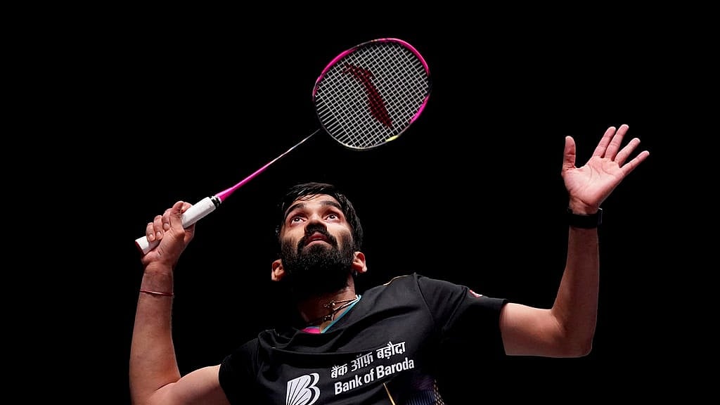 Bradley Collyer/PA via AP : India's Srikanth Kidambi in action against Denmark's Viktor Axelsen at the All England Open Badminton Championships 2024 in Birmingham.