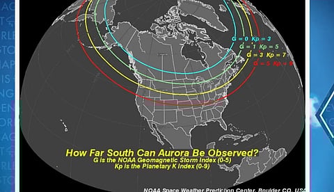 Kp index value needed to see the Northern Lights in the US