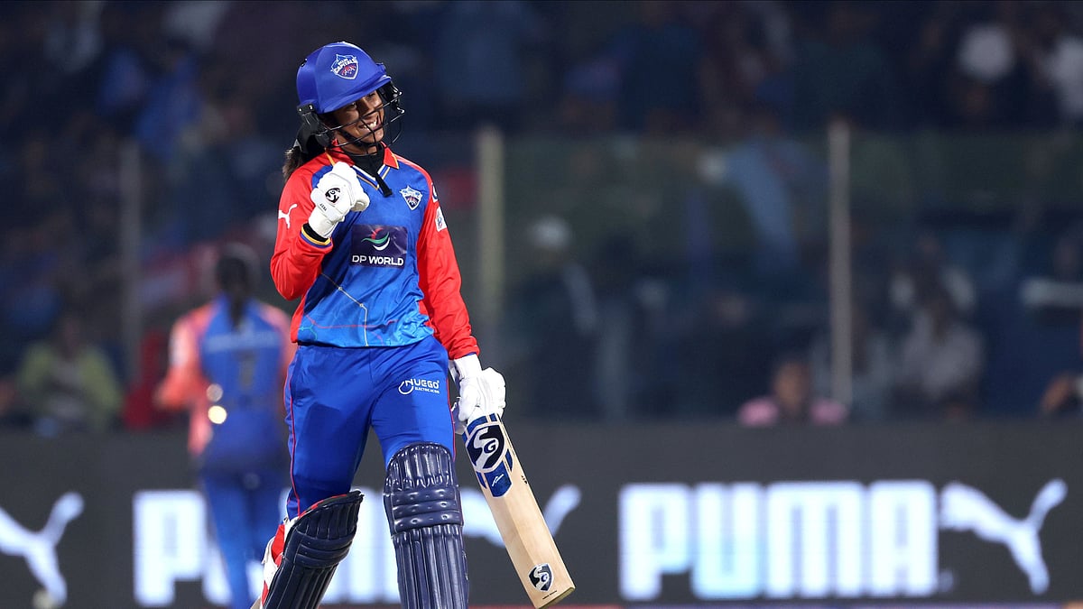 Delhi Capitals' Jemimah Rodrigues after completing her half-century against Mumbai Indians in WPL 2024. - Photo: X/ @wplt20