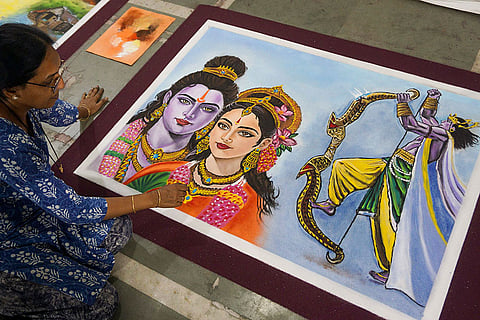 Rangoli exhibition during Gudi Padwa in Thane