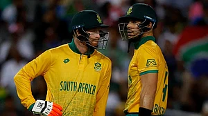 File/ICC : Aiden Markram (right) will lead South Africa for the first time in an ICC event.