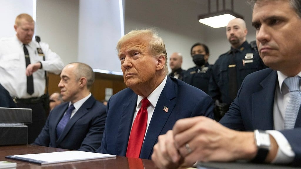 Former President Donald Trump sits in Manhattan criminal court in New York, Thursday, April 25, 2024. - AP