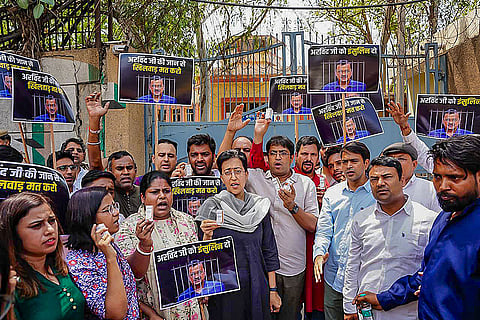 AAP prtest at Tihar jail