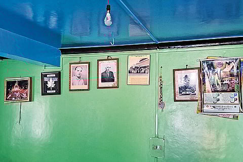 Portraits of Sheikh Abdullah and slain NC leader Wali Mohammad Itoo in Sakina’s home