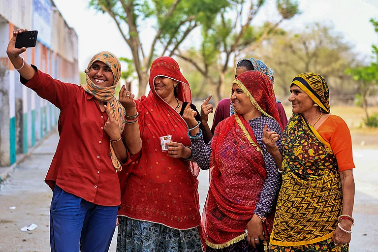 Voting during LS polls Phase 2 in Rajasthan - -