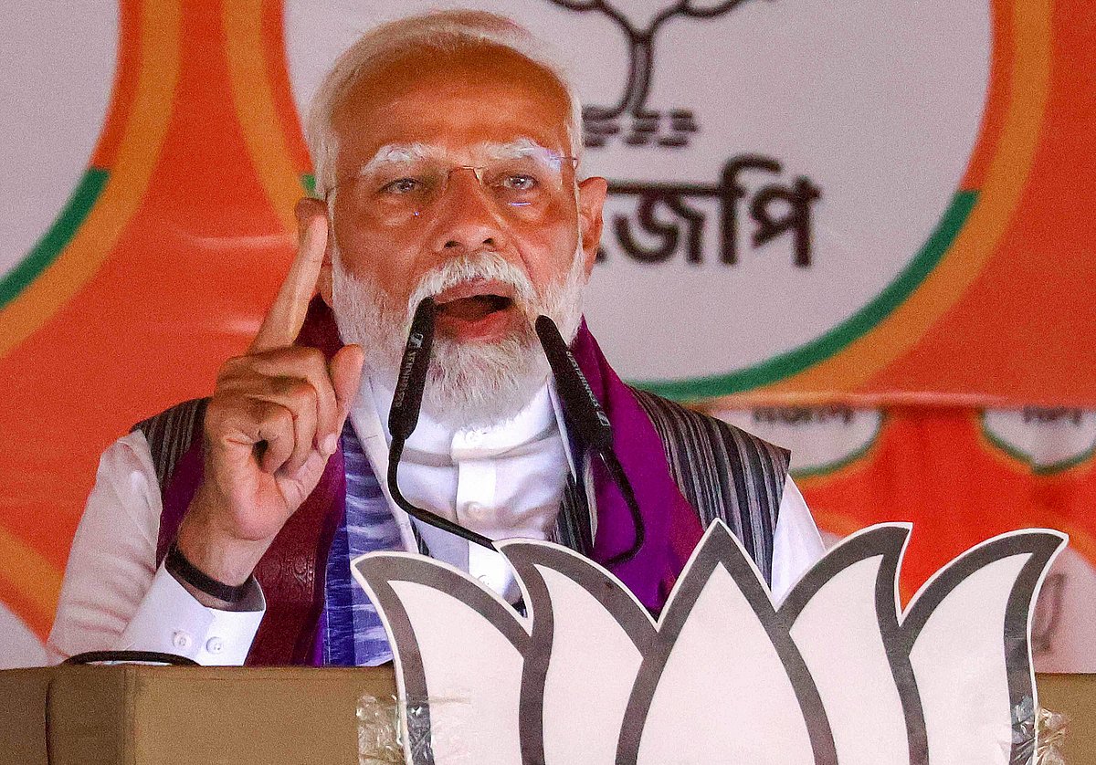 PM Modi addressing a rally in support of the BJP candidate in Dhaurahra - PTI