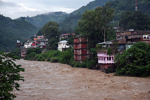 Flood in Sukheti river after heavy rains on August 14, 2014 in Mandi, India |