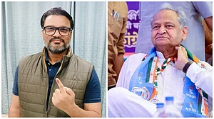 X/@_lokeshsharma and @ashokgehlot51 : L: Lokesh Sharma, former OSD of ex-Rajasthan CM and Congress leader Ashok Gehlot (R)