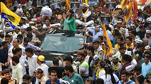 Outlook Photo/Tribhuvan Tiwari : Delhi CM Arvind Kejriwal's wife Sunita Kejriwal holds roadshow in East Delhi |