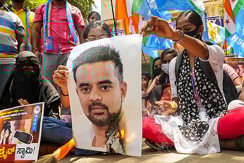 NSUI protest against Prajwal Revanna