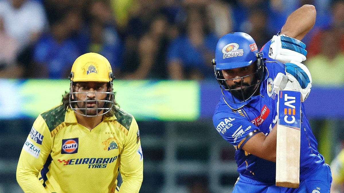 Rohit Sharma bats during MI vs CSK at the Wankhede Stadium in Mumbai - X/@mipaltan