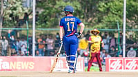 X/@CricketNep : Nepal skipper Rohit Paudel in action