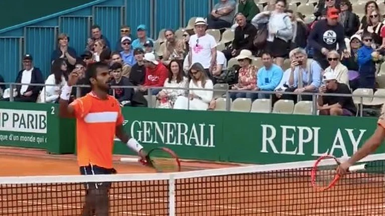 Sumit Nagal in action at the Monte Carlo Masters 2024.  - X | Sumit Nagal
