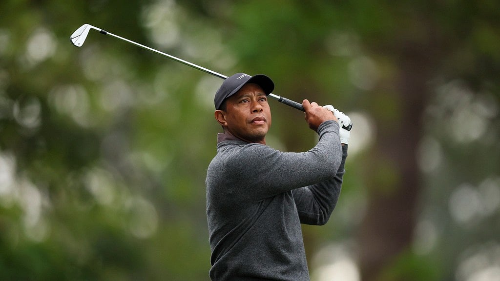 AP : Legendary golfer Tiger Woods practising ahead of Augusta Masters 2024.