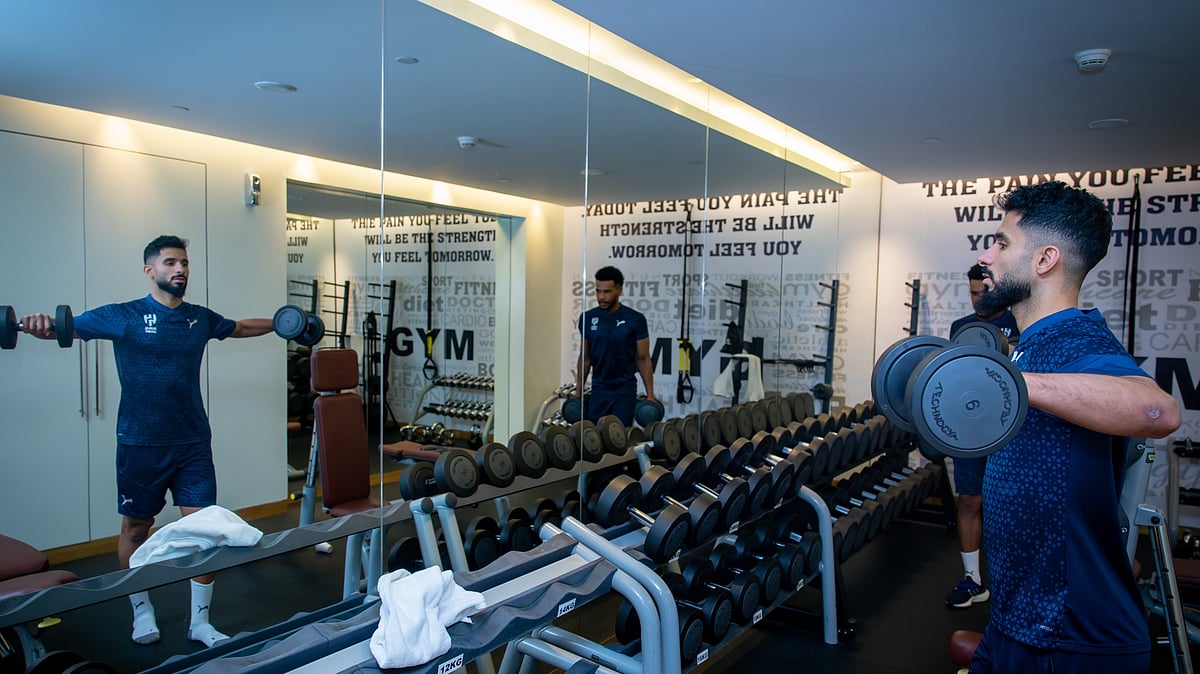 X/Al Hilal Saudi Club : Al Hilal players train ahead of their first leg semi-final clash against Al Ain in the AFC Champions League.