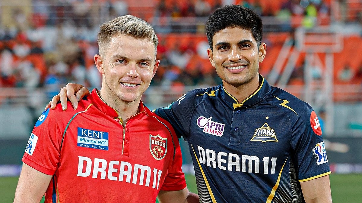 X/@PunjabKingsIPL : Punjab Kings skipper Sam Curran with Gujarat Titans captain Shubman Gill