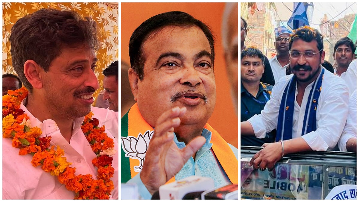 X and PTI : (L-R) Imran Masood, Nitin Gadkari, Chandrasekhar Azad 