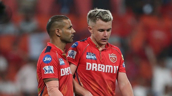 AP : Shikhar Dhawan (left) and Sam Curran in action for Punjab Kings during their Indian Premier League 2024 match against Sunrisers Hyderabad.