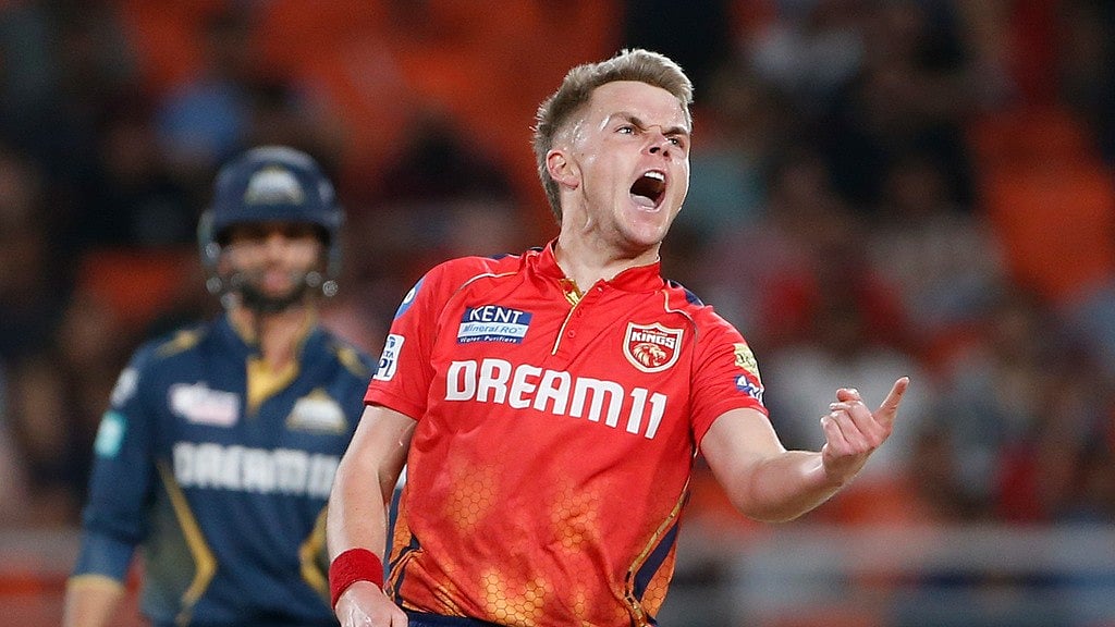 AP : Punjab Kings' Sam Curran celebrates the dismissal of Gujarat Titans' Sai Sudharsan during their Indian Premier League 2024 match in Mullanpur on April 21.