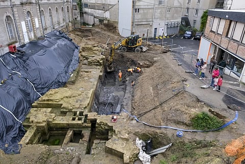 A medieval moat was also discovered by archaeologists