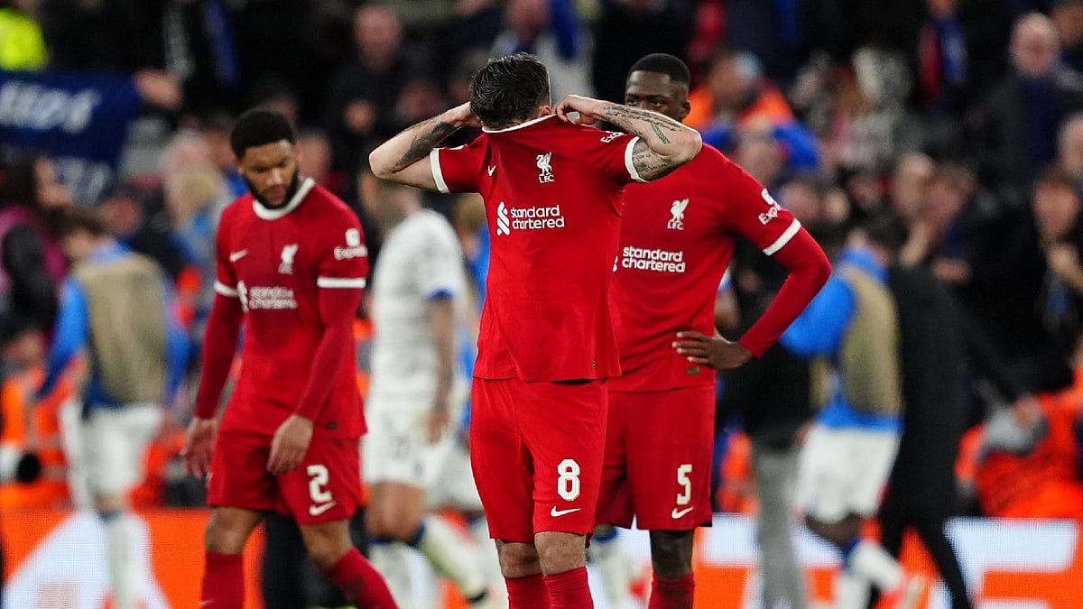 Liverpool’s Dominik Szoboszlai appears dejected. - Peter Byrne/PA