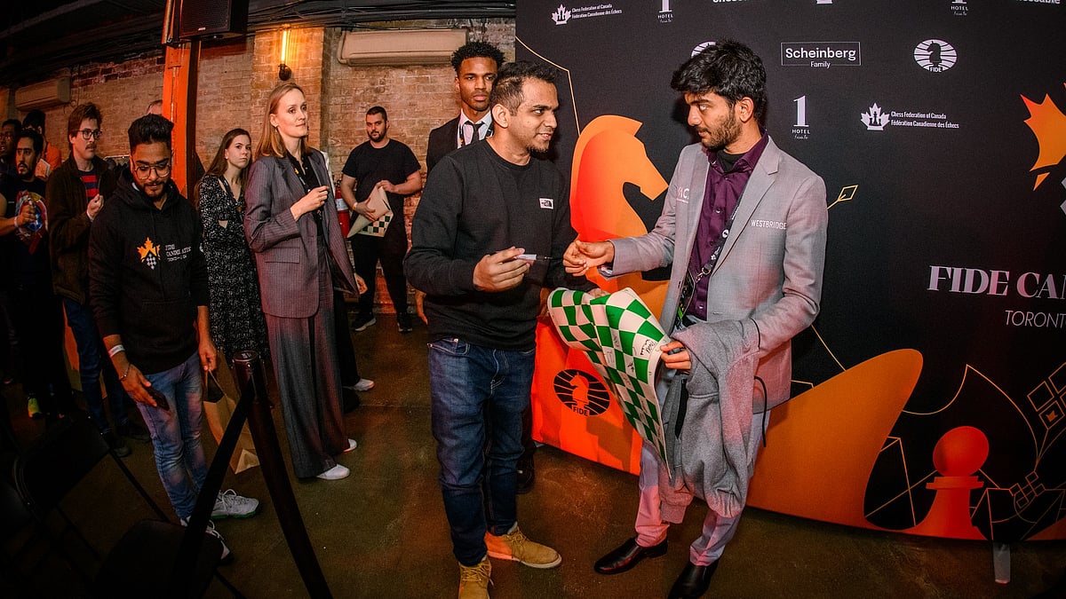 D Gukesh with his fans - X/@FIDE_Chess