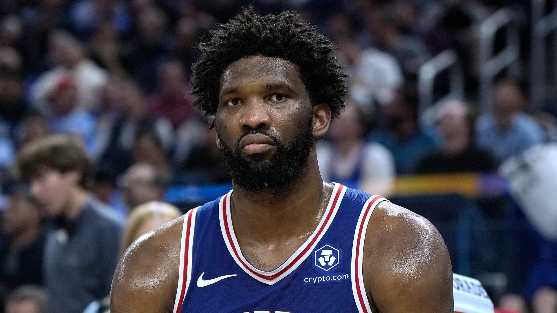 Joel Embiid has been sidelined by a meniscus injury in his left knee.