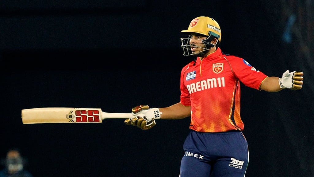 Punjab Kings' Ashutosh Sharma asks the umpire for a wide ball decision during the Indian Premier League cricket match between Gujarat Titans and Punjab Kings in Ahmedabad, India, Thursday, April 4, 2024. - AP