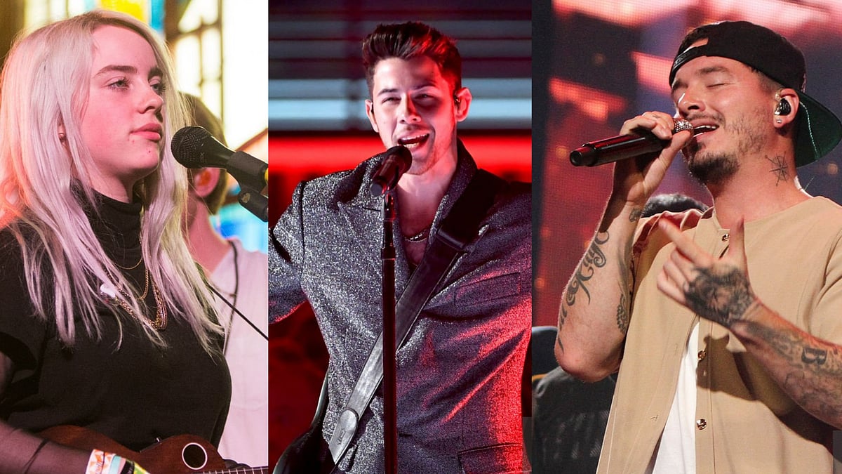 Getty images : Billie Eilish (L), Nick Jonas (C), and J Balvin (R) 