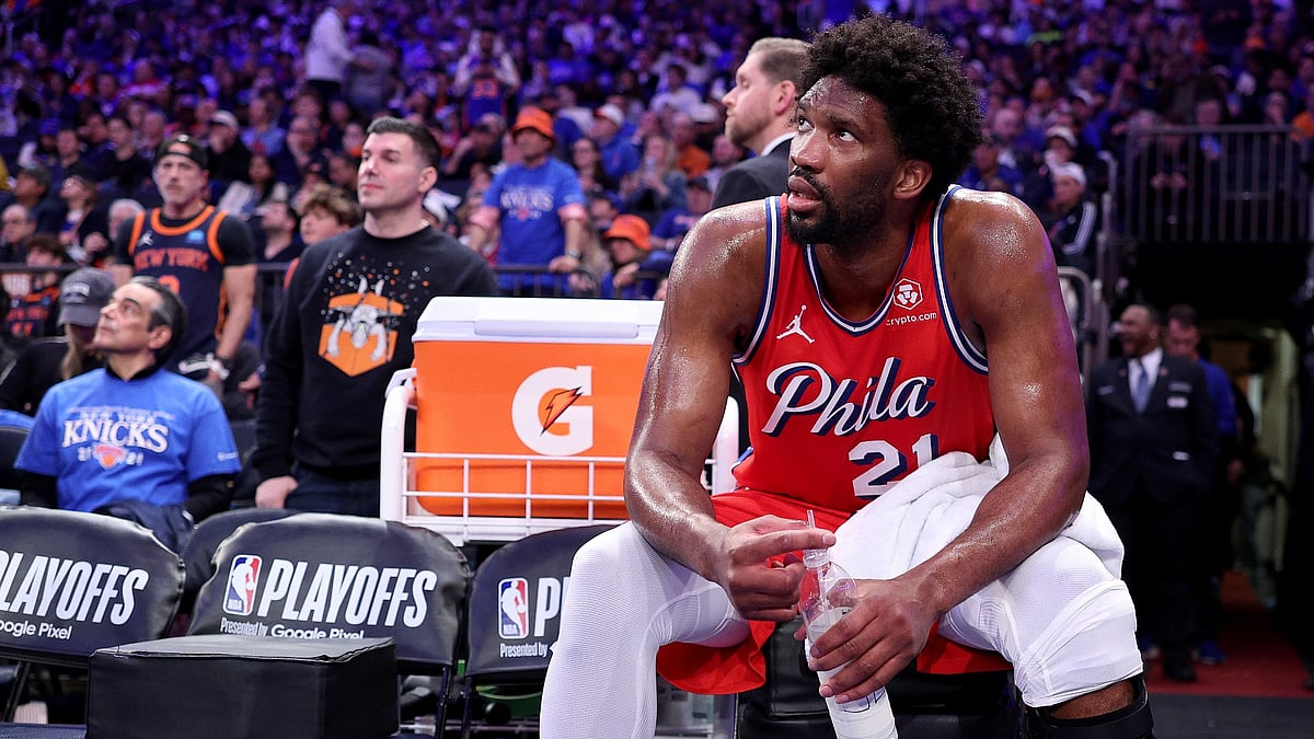 Joel Embiid was hurt while making a brilliant play during the second quarter on Saturday.