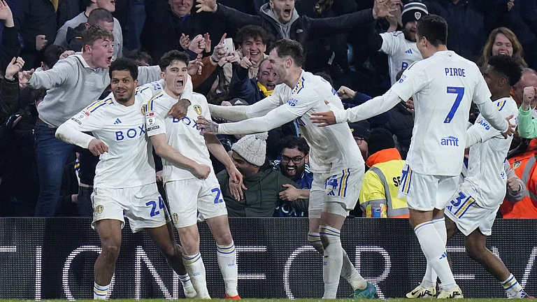 Leeds celebrate their victory over Hull.
 - Danny Lawson/PA