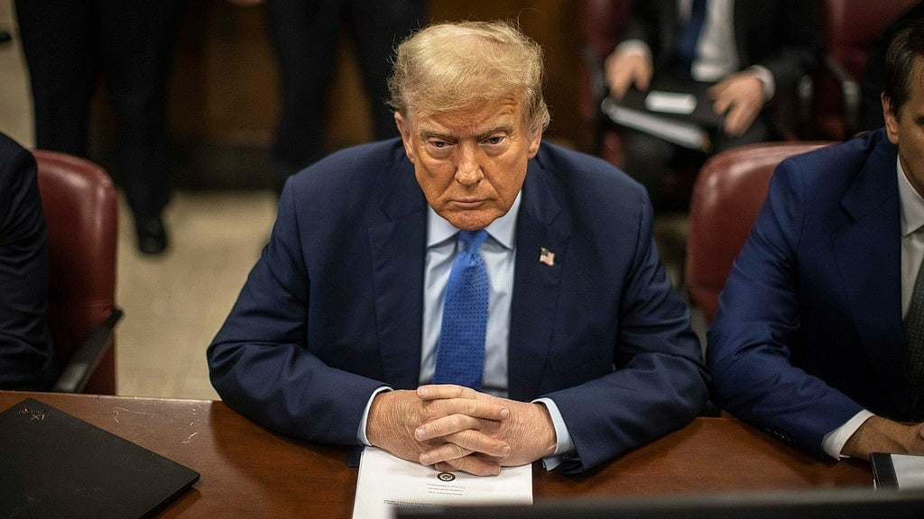 Former President Donald Trump appears at Manhattan criminal court before his trial in New York, Friday, April 26, 2024.  - AP