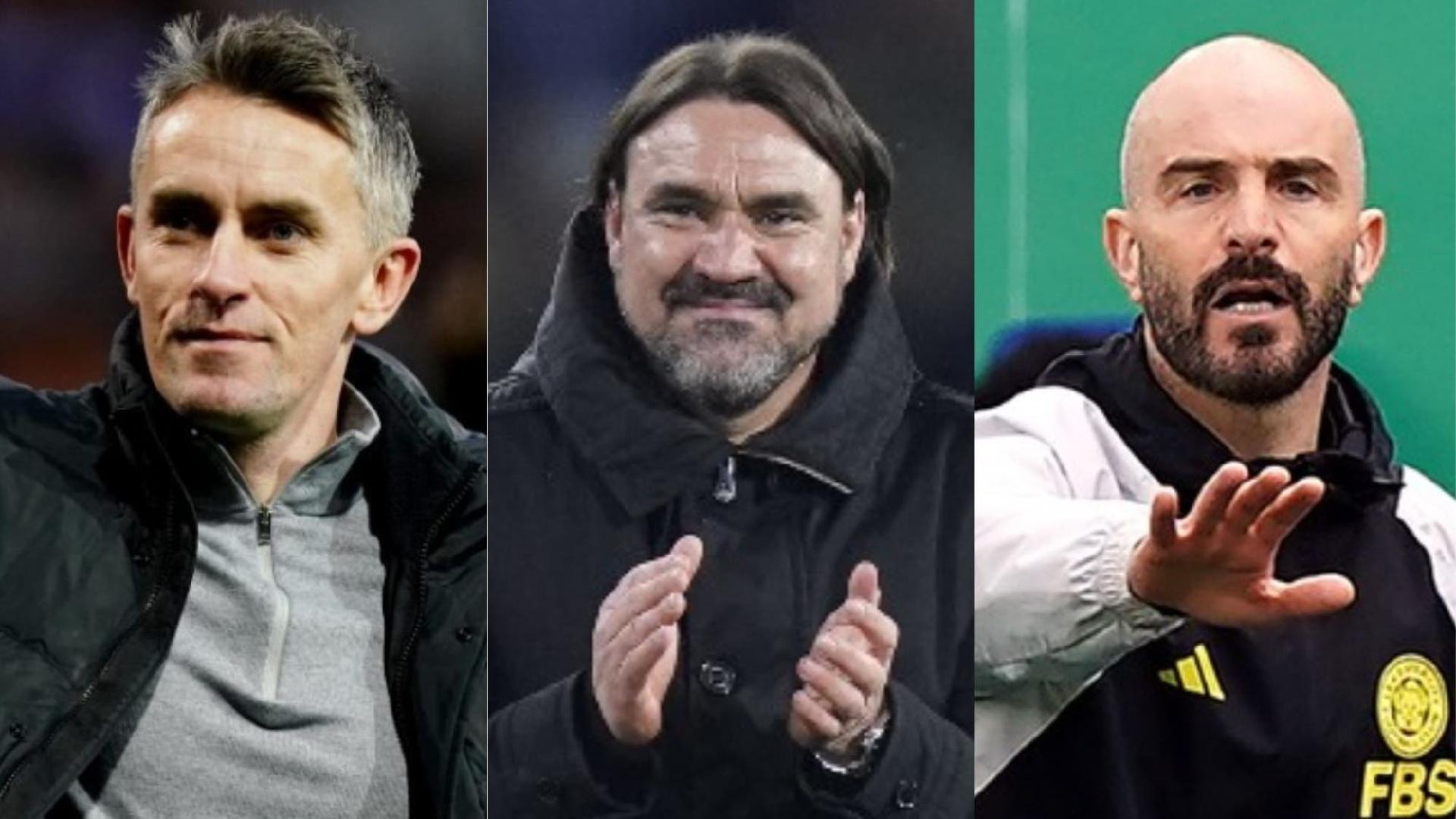 Managers Kieran McKenna of Ipswich Town, Daniel Farke of Leeds United and Enzo Maresca of Leicester City. - null