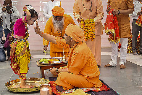 Ram Navami Festival: Adityanath performs 'Kanya Puja'